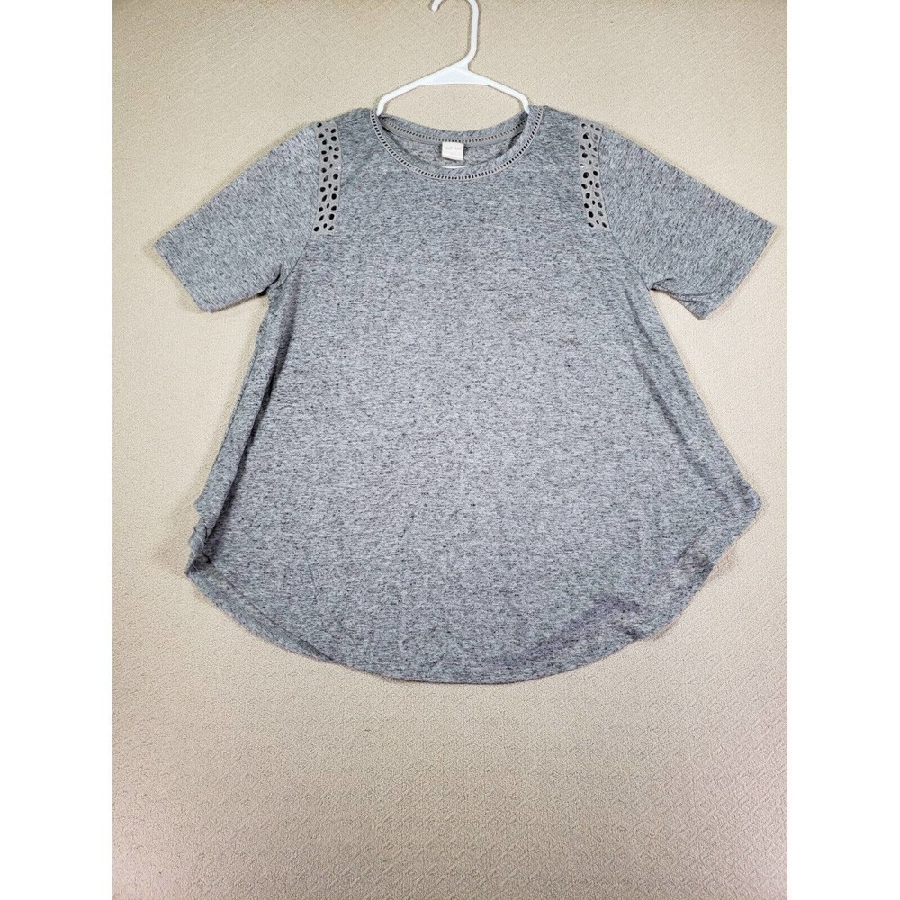 Wild Pearl Shirt Womens Medium M Pullover Flowy Crew‎ Neck Cotton Blend Gray